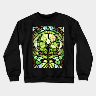 Stained Glass Flower Among Leaves Crewneck Sweatshirt